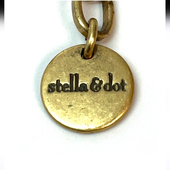 Stella & Dot Coral Cay Enamel Yellow Rhinestone Fan Statement Gold Tone Necklace - Picture 4 of 6